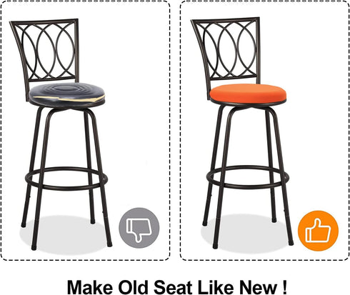 4PCS 13-16 Inch Deisy Dee Round Bar Stool Seat Covers Stretch Round Chair Covers for Stool Chair (Orange)