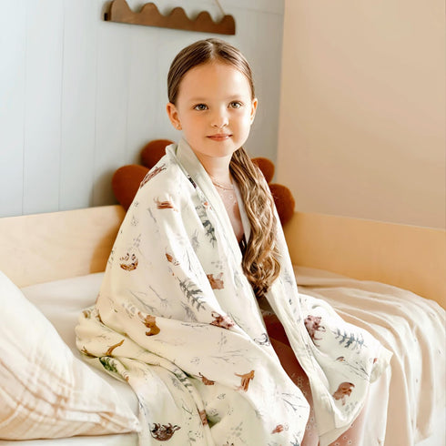 6 55" 69" GRSSDER Cotton Muslin Quilt Blanket - Silky Soft and Breathable Kids' Throw Blanket, Oversized Muslin