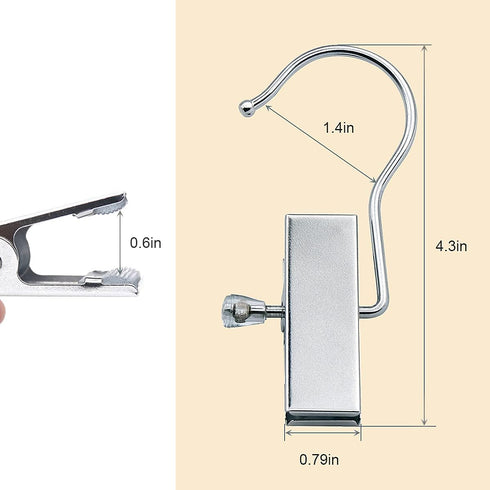 Coideal Boot Hanger Clips Hooks - 8 Pack Portable Stainless Steel Laundry Hook for Travel, Closet, Towel (Silver)