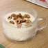 Amzcku 14 Oz Set 2 Vintage Coffee Tea Cups, Glass Mugs of Embossed Glassware with Handle, for Cappuccino, Latte