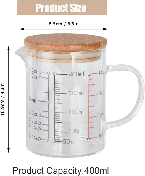 400ml Nozzle Coffee(400ML) Heat Resistant Glass Measuring Cup, Clear Glass Drinking Container with V Shaped Microwave