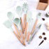 Pasta Server Silicone Cooking Utensil, BPA Free Non-Toxic Spaghetti Spoon with Natural Wood Handle