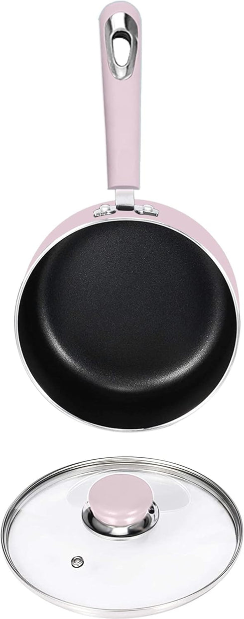 Utopia Kitchen 2 Quart Nonstick Saucepan with Detachable Handle & Glass Lid, Induction Compatible, Purple - Black