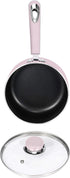 Utopia Kitchen 2 Quart Nonstick Saucepan with Detachable Handle & Glass Lid, Induction Compatible, Purple - Black