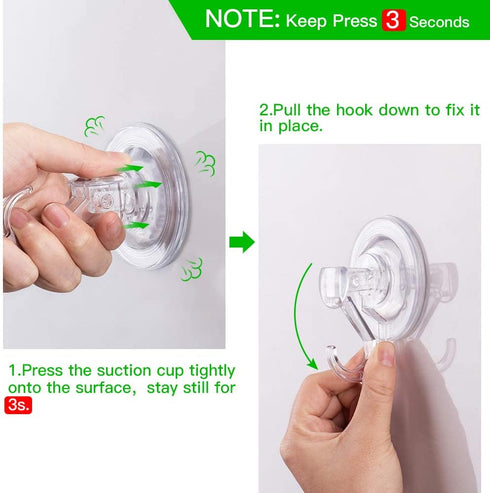 LUXEAR Suction Cup Hooks, 6 Pack, Reusable Powerful Waterproof Clear Removable Suction Hanger for Bathroom and Kitchen