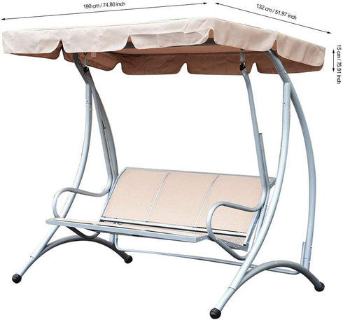 Windproof Porch Swing Canopy Top Cover, Waterproof Sunshade Protector for Outdoor Garden Patio Swing Seat