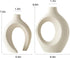 Set 2 6.3" 8.4") Snuggle Hollow Ceramic Vase of for Coffee Table Decor, Donut Decorative Vases for Boho Modern Table