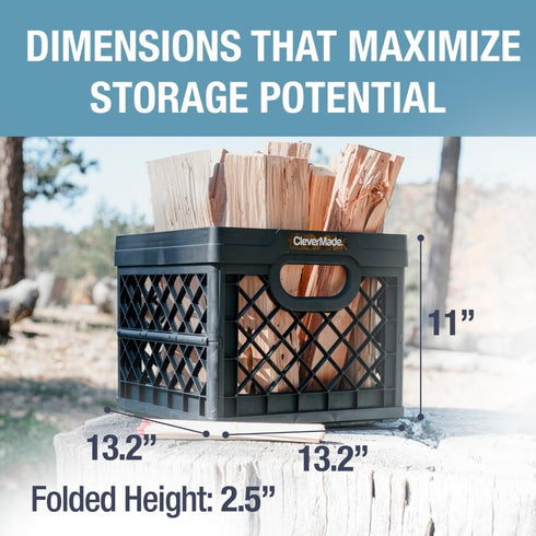 25L (6.6 50 lb CleverMade Collapsible Milk Crate Gal), Capacity Heavy Duty Folding Crate Stackable Storage Crates