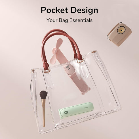 JISULIFE Handheld Mini Fan, 3 IN 1 USB Rechargeable Pocket Fan with Power Bank and Flashlight for Travel