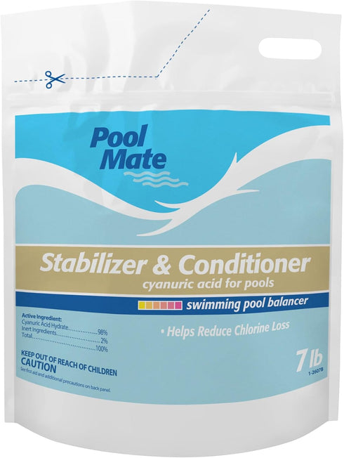 Pool Mate 7-Pounds Premium Pool Stabilizer and Conditioner, Concentrated Cyanuric Acid for