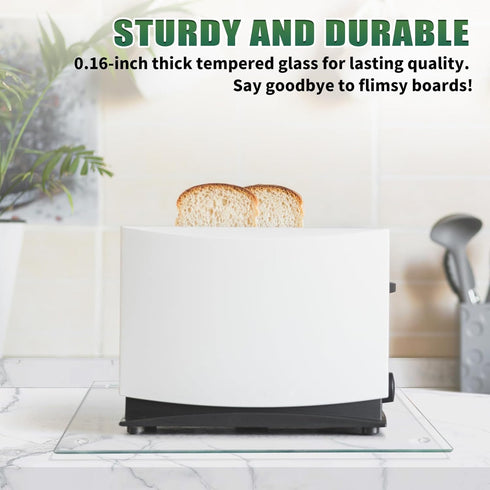 Tempered Glass Cutting Boards, 2PCS 12x16 inch Clear Non-Slip Boards for Kitchen Counter, Heat-Resistant, Easy to Clean