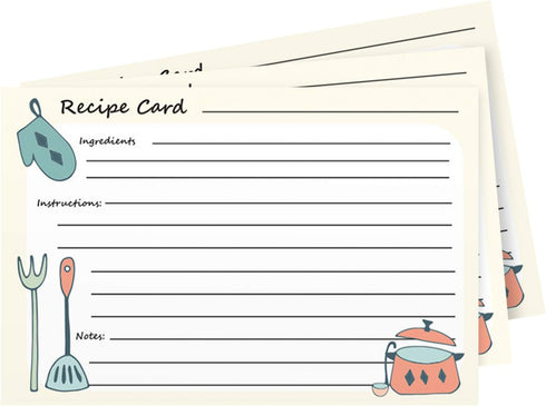 Premium Homey Kitchen Recipe Cards – Double Sided | 100Lb Cover Stock | 4" x 6" | 50 per Pack