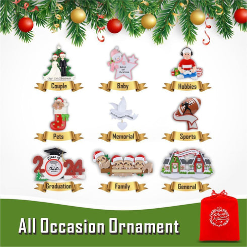 Snowman Family of 5 Personalized Christmas Tree Ornament, 2025 Custom Family Keepsake Gifts