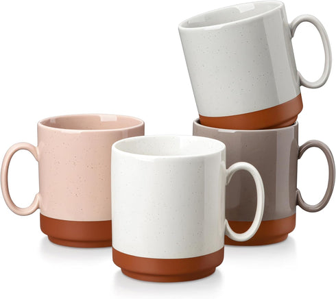 MALACASA 12oz Ceramic Coffee Mugs Set of 4, Stackable Coffee Cups with