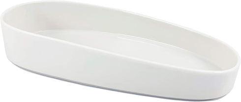 Scarlettwares Sponge Holder Soap Bottle Tray, Kitchen Sink Organizer Oval Ceramic White,