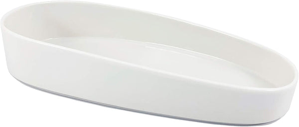 Scarlettwares Sponge Holder Soap Bottle Tray, Kitchen Sink Organizer Oval Ceramic White,