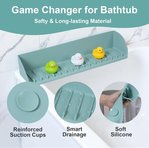 4 1 Pack Tub Splash Guard for Kids, Water Splash Guard for Bathtub Edge, Bath Toy Storage and Play Shelf, Bathroom