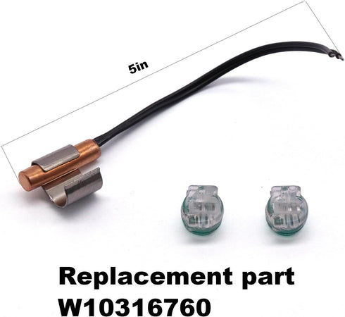 Replacement parts W10316760 Refrigerator Thermistor Sensor with Clip Compatible with Whirlpool KitchenAid Refrigerator(Pack of 2)