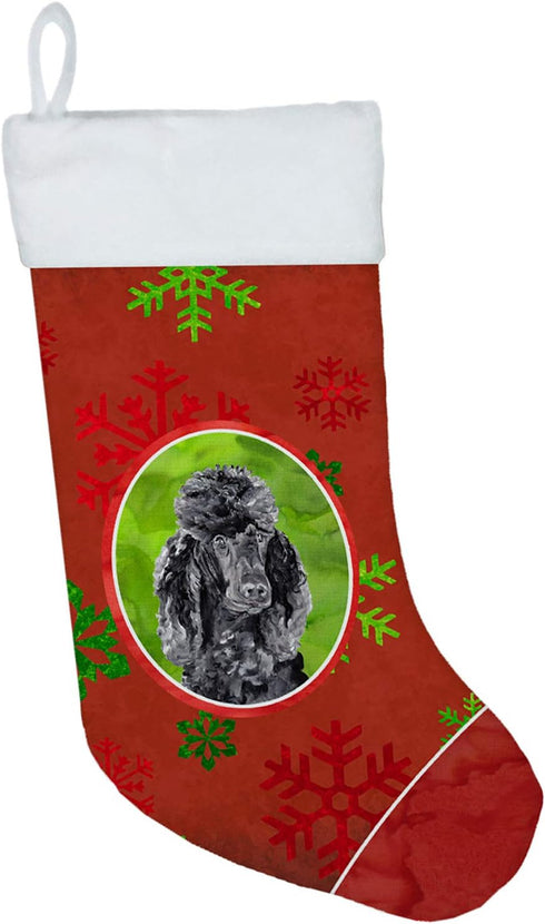 Caroline's Treasures SC9746-CS Black Standard Poodle Holiday Christmas Stocking, Red Snowflakes