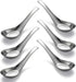 Set of 6 Stainless Steel Soup Spoons, Mirror Polished Chinese Dinner Spoons for Bouillon, Dessert, and Cereal