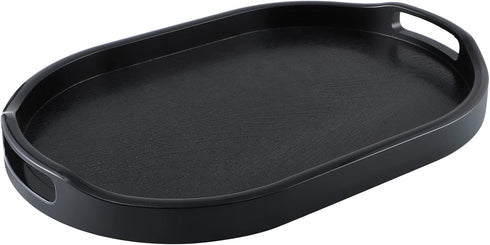 MDLUU Plastic Serving Tray, 17.1 Inch Long Ottoman Tray with Cutout Handles, Oval