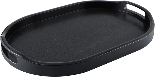 MDLUU Plastic Serving Tray, 17.1 Inch Long Ottoman Tray with Cutout Handles, Oval