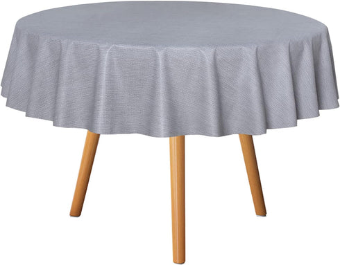 sancua 100% Waterproof Round PVC Tablecloth - 60 Inch Oil Proof Vinyl Table Cover for Dining Tables