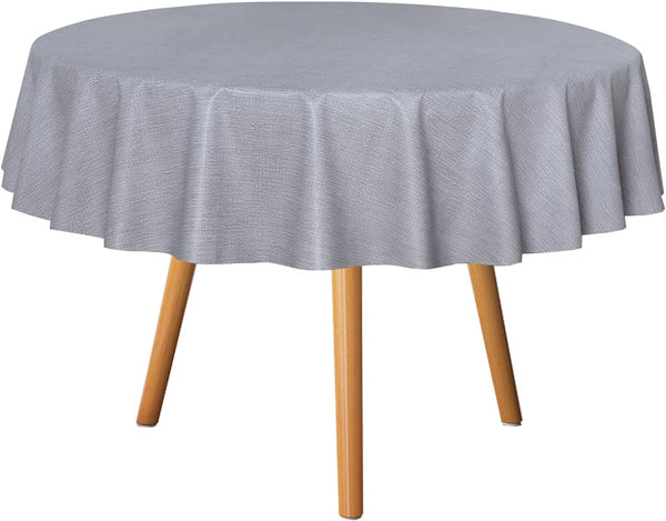 sancua 100% Waterproof Round PVC Tablecloth - 60 Inch Oil Proof Vinyl Table Cover for Dining Tables