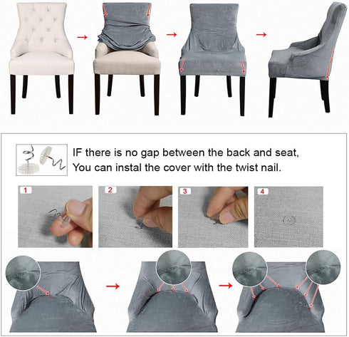 Home1PCS,Dark Lellen Stretch Wingback Chair Cover Slipcover - Reusable Wingback Side Chair Slipcover,Accent Chair