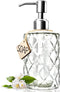 JASAI Diamond Design 12 Oz Glass Soap Dispenser, Kitchen and Bathroom with Stainless Steel Pump