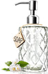 JASAI Diamond Design 12 Oz Glass Soap Dispenser, Kitchen and Bathroom with Stainless Steel Pump