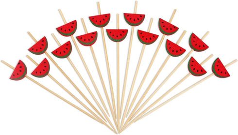 Minisland Mix-colored Watermelon Pineapple Leaf Cocktail Picks, 4.7 Inch Long Bamboo Toothpicks for Appetizers, 100