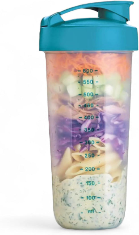 Tupperware Quick Shake Shaker Blender, 20 oz Capacity in Teal Blue