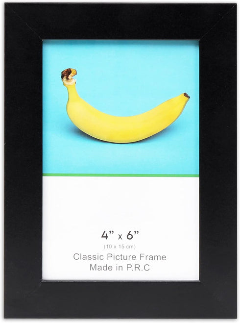 TheDisplayGuys - 4" x 6" Square Profile Wooden Picture Frame with Tempered Glass - Black - 2-Pack with Easel