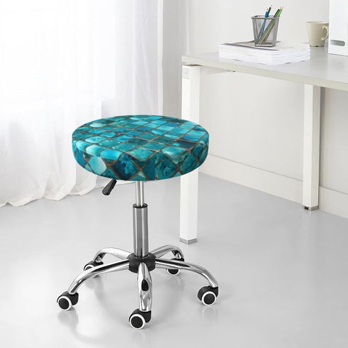 Ouqiuwa 14 Inch Turquoise Blue Bar Stool Covers Round, Soft Bar Stool Seat Cover Cushion