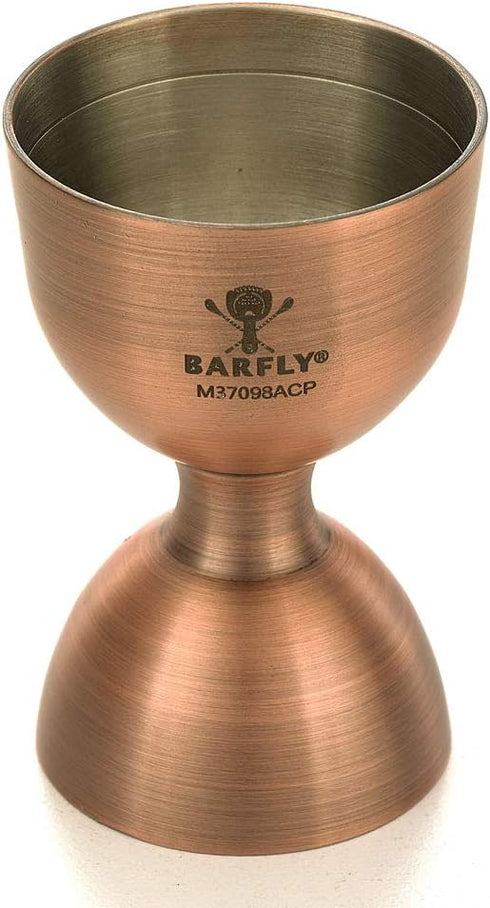 Barfly M37098ACP Heavy-Duty Straight Rim Bell Jigger, 25 ml x 50 ml, Antique Copper
