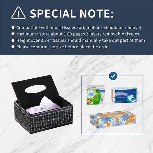 PU Leather Tissue Box Cover, Multifunctional Holder with Stationery Remote Control Box, Elegant Home Napkin Holder