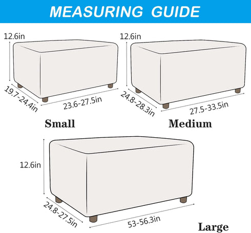 OBCREAT Ottoman Covers, Stretch Jacquard Ottoman Slipcover Soft Thick Folding Storage Cover Rectangle Footrest Stool