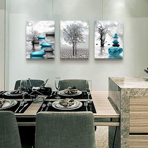 Canvas Wall Art for Living Room - Black and White Paintings - Modern 3 Piece Framed Art Prints for Home Decor