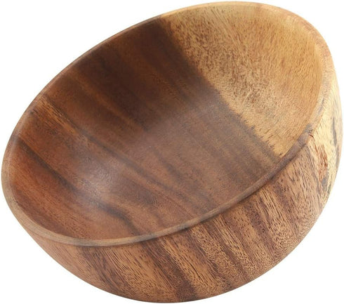 Yosoo Natural Hand-Made Solid Wood Bowl, Classic Large Round Acacia Wood Salad Soup Dining Bowl, 16x7 cm