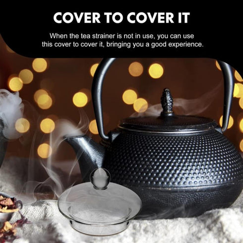 2-Pack Clear Glass Teapot Replacement Lids with Strainer Cover for Home Kitchen Teapots and Teacups