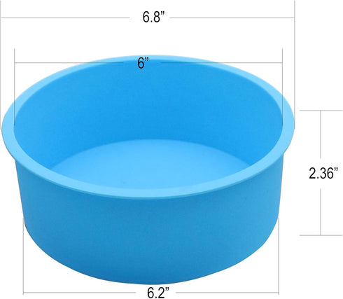 Round Silicone Cake Pan Baking Mold 6 Inches - Set of 2 - BPA-Free Kitchen Baking Tool Red and Blue with Egg White