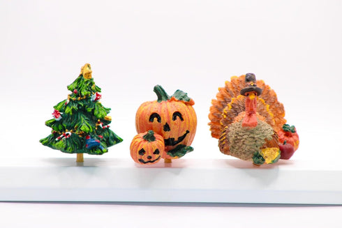 3 Christmas Kitchen Decor - Unique Paper Towel Holder W/Interchangeable Seasonal Decoration Tops - Christmas Paper