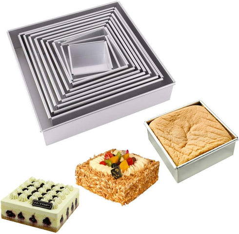 Anodized Aluminum Square Cheesecake Pan, Chiffon Cake Mold Baking Mould with Removable Bottom, 6 Inch x 6 Inch x 3 Inch