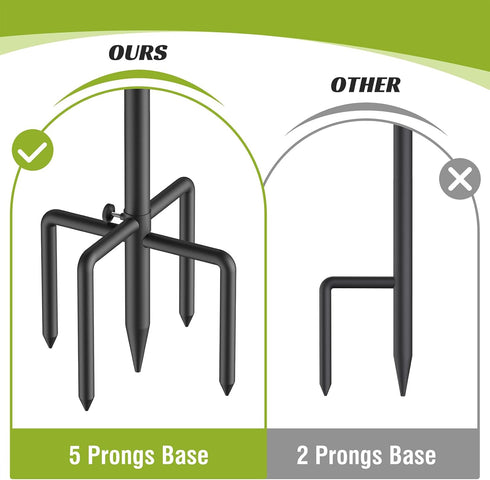76 Inches 5 Forlogic Bird Feeder Pole Shepherd Hooks for Outdoor, Heavy Duty Bird Feeder Pole for Garden Decor, Black