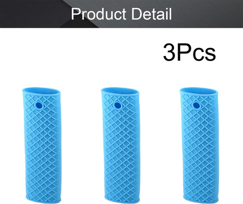 MroMax Silicone Hot Handle Holder, 6.1 Inch Non Slip Potholder for Cast Iron Pot, Blue, 3Pcs