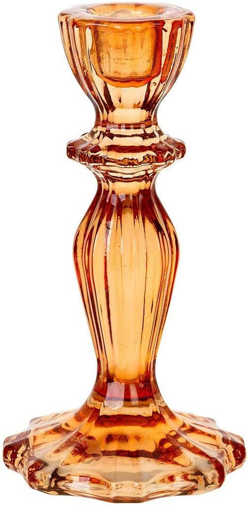 Talking Tables Boho Orange Glass Candlestick Holder - One Size, Large Glass Candle Holder