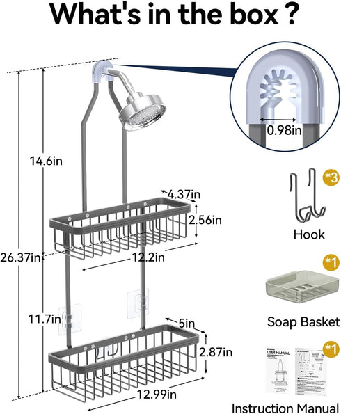 YASONIC Shower Caddy Hanging, Never Rust Shower Organizer Hanging, Aluminum Shower Racks for Inside Shower with Hooks