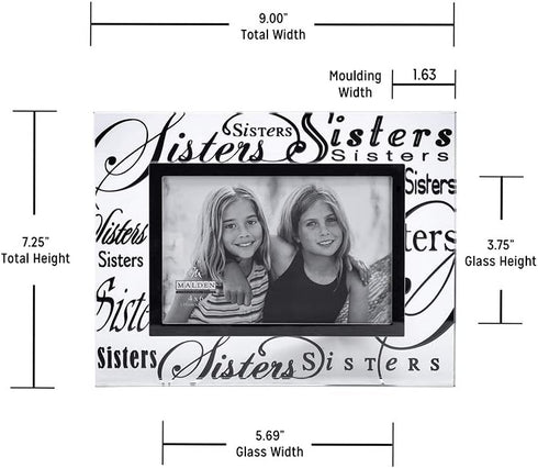 Malden International Designs Sisters Picture Frame, Mirrored Glass with Silver Metal Inner Border, 4x6, Clear