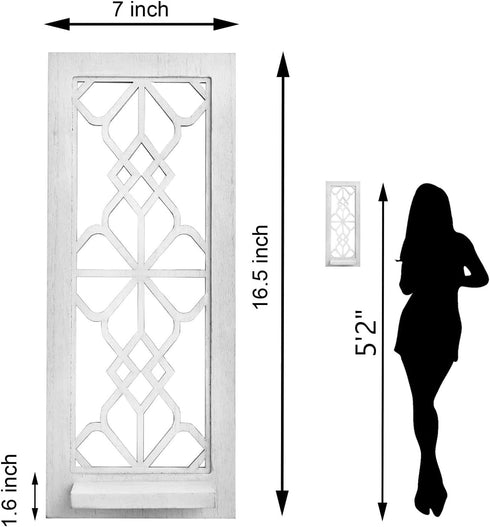 Set 2, Wood Wall Sconce Candle Holder Rustic Wall-Mount Candle Holders, Farmhouse Hanging Wall Dcor, Carved Wood Frame